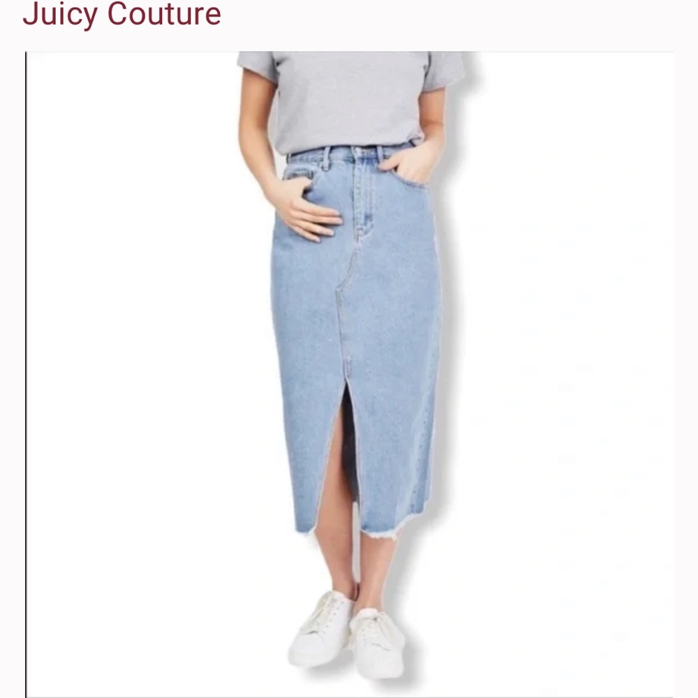 Vintage Juicy Couture Black Label Distressed Denim Jean Skirt size 26